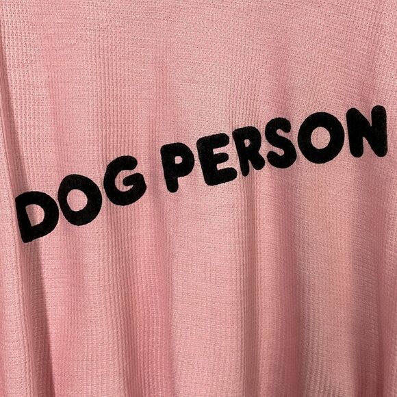 Wildfox Small Pink Waffle Knit Dog Person Felt Long Sleeve Top New Women - Picture 3 of 6